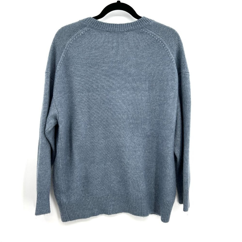 ZARA Blue V-Neck Very Oversized Knit Pullover Sweater Size Small - Picture 2 of 6